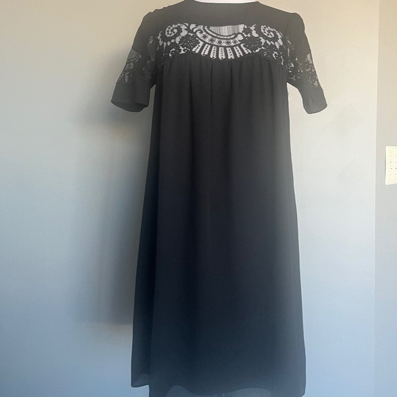Claudie Pierlot Lace Cocktail A-line Black Flowy Dress - Picture 1 of 13